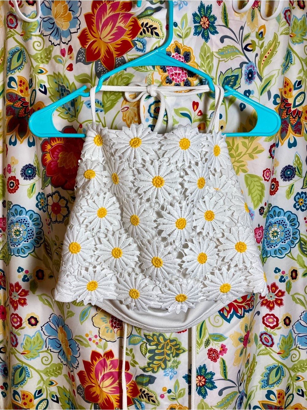 SHEIN White Crochet Daisy Crop Top Size XL